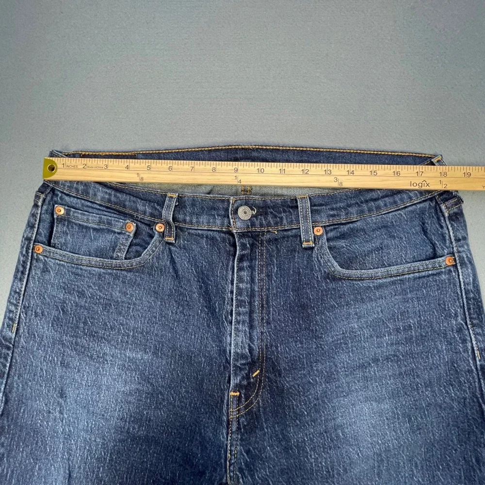 Levis Blue 505 Regular Fit Straight Leg Jeans Mens 36x34